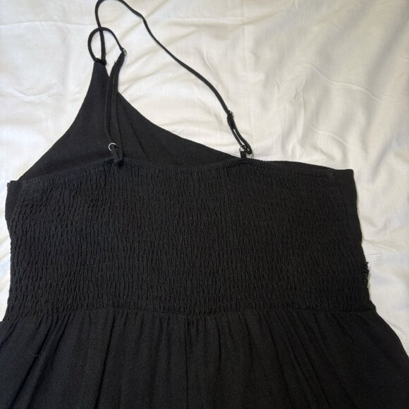 One Shoulder Linen Jumpsuit Romper‎ Large Wide Leg Vacation Tropical Cruise - Picture 7 of 12